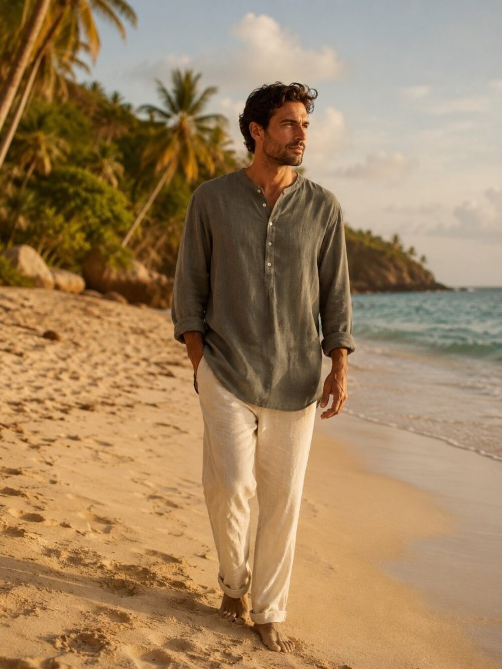 Industria Linen Popover Unisex Tunic Shirt Lagenlook